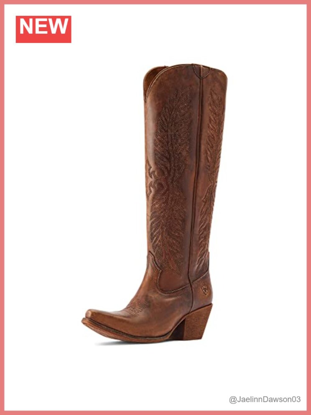 Women's Pull-On ATS Leather Mid-Calf Western Boot with Duratread Sole